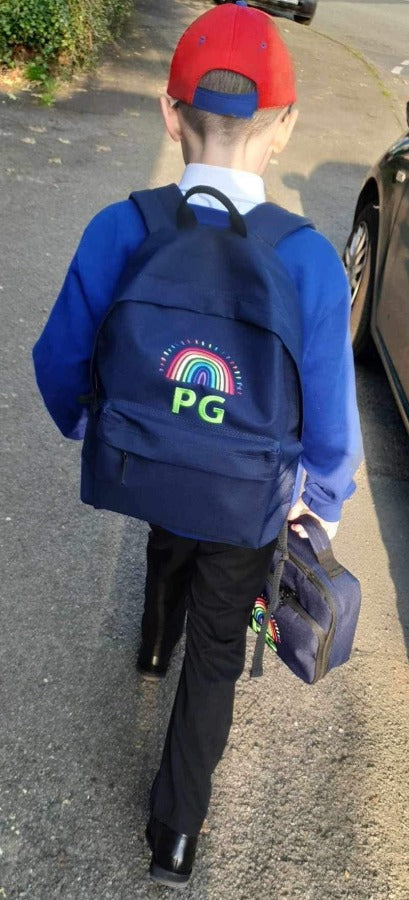 Personalised Junior French Navy Blue School Rucksack Backpack - Embroidery Designed - CreationPartyShop